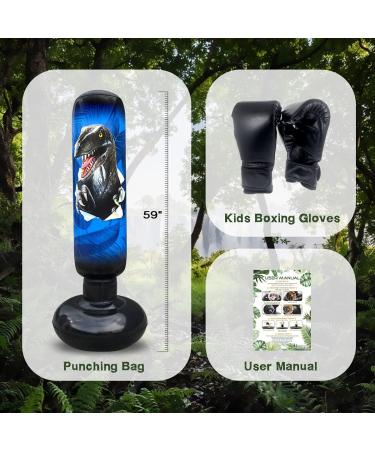 RAGECAMEL Inflatable Dinosaur Punching Bag Set for Kids - Freestanding Stand with Gloves | Blow Up Boxing Fun - Buy Online on GoSupps.com