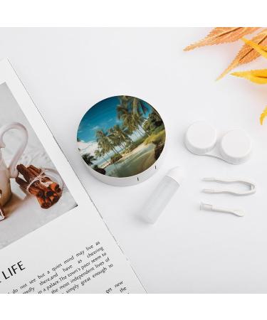 Portable Travel Contact Lens Case - Tropical Coconut Trees Beach Design | Perfect Contact Lens Storage Box - Buy Online on GoSupps.com