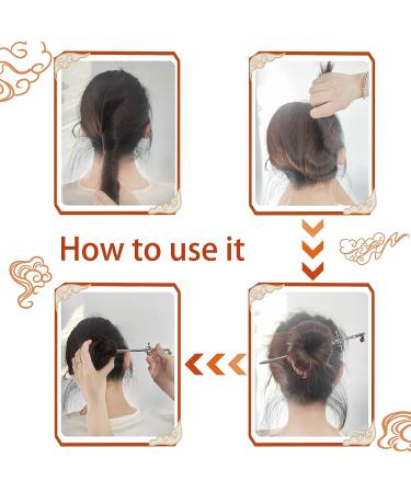 Chinese Style Sword Shaped Hair Chopsticks Set with Red Gemstone - 3 PCS Hair Accessory for Women and Girls (Type A) - Buy Online on GoSupps.com