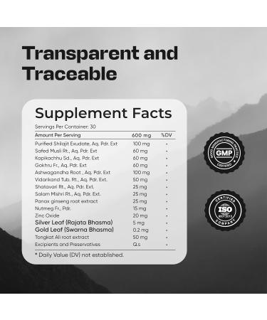 Pureved Pure Himalayan Shilajit Gold 60 Veg Capsules | with Panax Ginseng Ashwagandh & Gokhru | for Energy Strength & Immunity - Buy Online on GoSupps.com