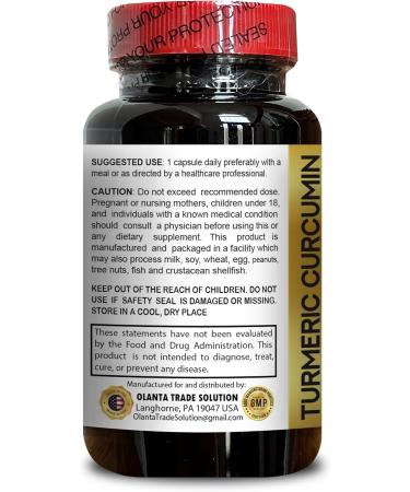 Turmeric Curcumin Capsules Pure Extract for Antioxidant Support & Daily Wellness 2 Bottles 120 Capsules GMP-Certified Manufacturing - Buy Online on GoSupps.com