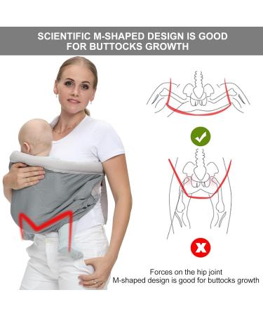 CUBY Portable Breathable Baby Sling Baby Essentials for Newborn Quick Dry Air 3D Mesh Fabric Wrap Baby Carrier Adjustable Sling Easy Toddler Carrier for Newborn up to 0-24 Months 45 lbs Mesh Grey - Buy Online on GoSupps.com