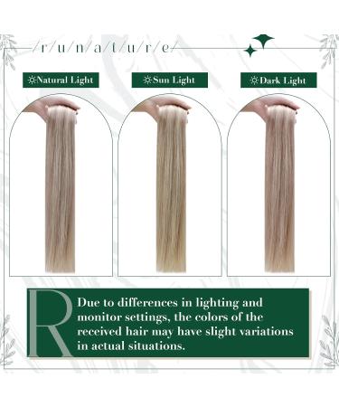 RUNATURE Clip-in Human Hair Extensions - Dark Ash Blonde & Platinum Blonde Silky #19AP60 50g 40cm (16 inch) - 3pcs - Buy Online on GoSupps.com
