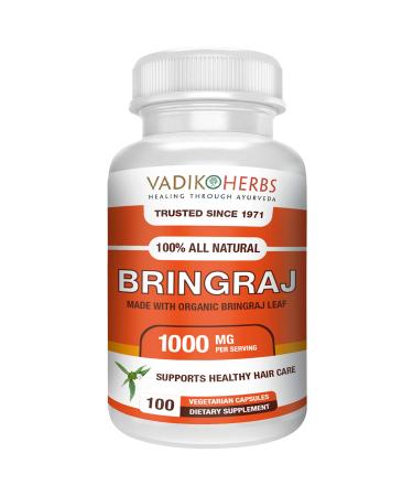 Vadik Herbs Organic Bringraj Bhringraj (Eclipta erecta  Eclipta alba) Powder 100 Vegicaps | Promotes Healthy Hair Growth