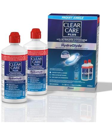 CLEAR CARE Plus With HydraGlyde Contact Lens Solution Twin Pack Cleaning & Disinfecting Solution With Hydrogen Peroxide 2 x 360 mL 360 ml x 2 - Buy Online on GoSupps.com