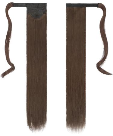 FESHFEN 24 Synthetic Wrap Around Ponytail Extension in 8# Medium Chestnut Brown - 24 Inch - Buy Online on GoSupps.com