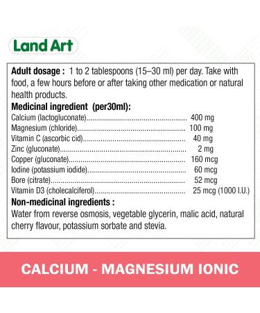 Liquid Ionic Calcium Magnesium Formula with Vitamin D Vitamin C and Zinc - Maintain Healthy and Stronger Bones - 500ml - Cherry Flavor - Non-GMO Gluten Free Sugar Free - Made in Canada - Buy Online on GoSupps.com
