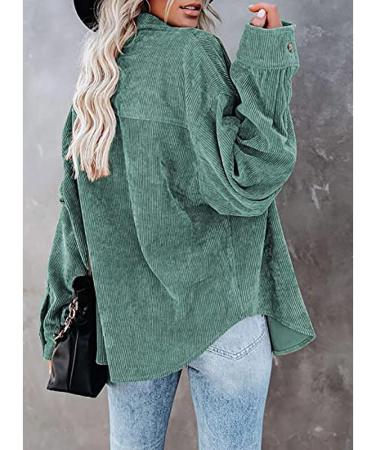 Corduroy Women's Long Sleeve Shirt Jacket - Mint Green, XX-Large - Buy Online on GoSupps.com