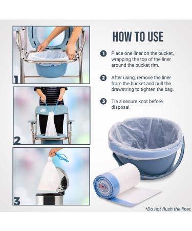 Commode Liners - 50 Disposable Toilet Bags for Bedside Commode Bucket and Portable Toilet Chairs - Universal Fit - 18x16 in - 0.06 Mils - Buy Online on GoSupps.com