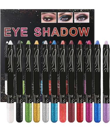 Eyeshadow Pencil | Glitter Eye Shadow Eyeshadow Sticks Set For Eye Makeup Glitter Eye Pencil & Shadow High Pigmented Smudge-Proof Set For Women Not Easy To Decolorize - Buy Online on GoSupps.com