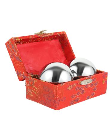 Besportble 1 set Baoding iron ball Chinese baoding balls Sport toys Hand massage ball Exercise training ball Chinese massage balls Handmilling ball metal health care box 5x5x5cm silver