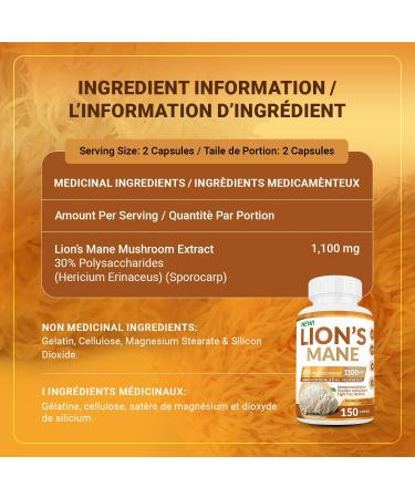 Lion s Mane Brain Mushroom Supplement (150 count) - 30% Polysaccharides with Immunomodulating Properties. Source of Antioxidants. Protects cells against free radicals. - Buy Online on GoSupps.com