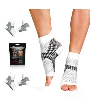 Neuropathy Socks for Men Women (2pairs) - Soothe Socks Apply to Neuropathy Plantar Fasciitis Diabetic Foot Nerve Pain Relief (XXL 2*White) 2*white XX-Large
