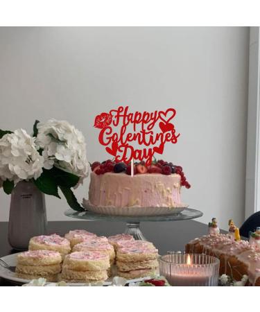 SYKYCTCY 1 Pack Happy Galentine's Day Cake Topper Glitter Sweet Love Heart Lips Valentine's Day Cake Pick for Happy Valentine's Day Engagement Theme Birthday Party Cake Decorations Supplies Red Color 11 - Buy Online on GoSupps.com