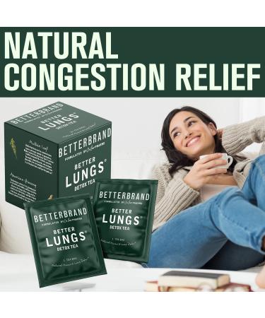 Betterbrand Better Lungs Detox Tea - Mullein Leaf, Ginseng, Elderberry, Ginger & Thyme Herbal Tea Bags - Lung Cleanse, Congestion Relief, Mucus Detox - 15 Caffeine-Free Bags - Buy Online on GoSupps.com