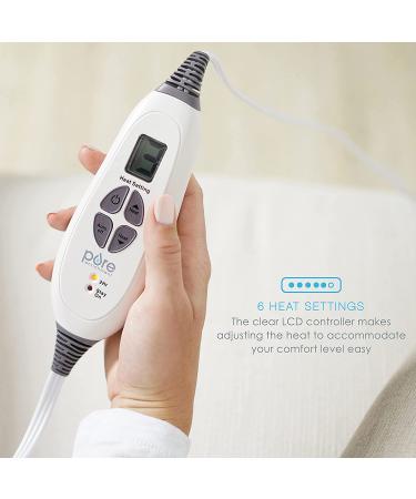 Pure Enrichment PureRelief XXL Electric Heating Pad - 20x24 - 6 Heat Settings - Machine Washable - Soft Microplush - 2-Hour Auto Shut-Off - Gray - Buy Online on GoSupps.com