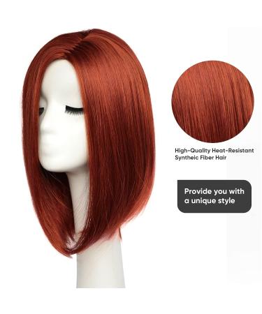 100% Human Hair Short Bob Wig - Red Straight Side Part Women's Full Wig - Buy Online on GoSupps.com