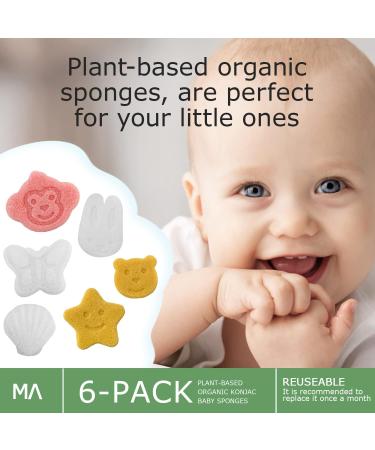 Organic Konjac Sponge Baby Set (6 Pack) - Gentle Cleansing and Exfoliating for Body & Face | Natural Bath Sponges for Newborn Essentials - Buy Online on GoSupps.com