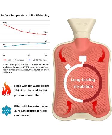 2L Hot Water Bottle with Cover (Pack of 2) for Pain Relief - Cute Owl Design - Hot/Cold Therapy - 2 Liter - Pink/Grey - Buy Online on GoSupps.com