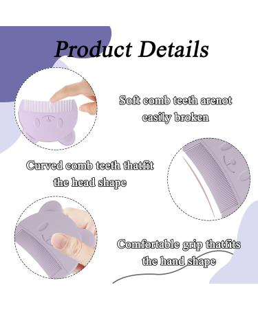 3-Piece Baby Hairbrush Set - Soft Silicone Bathing Brush & Scalp Massager for Newborns - Purple - Buy Online on GoSupps.com