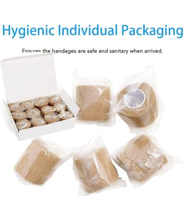 12 Pack Self Adherent Cohesive Bandages 2" x 5 Yards - Athletic Elastic Cohesive Bandage for Sports Injury Ankle Knee & Wrist Ankle Sprains & Swelling (Brown) - Buy Online on GoSupps.com