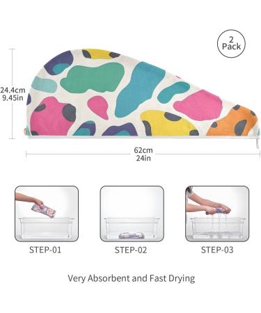 Colorful Leopards Hair Towel 2 Pack | Super Absorbent Quick Drying Hair Turbans for Women & Girls - Buy Online on GoSupps.com