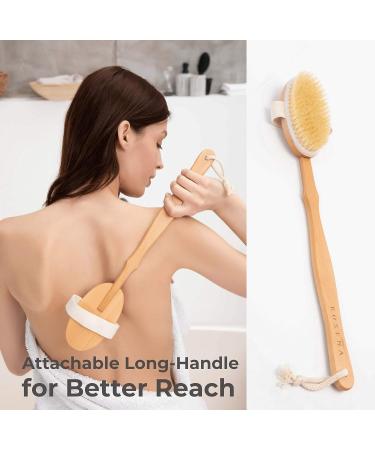 Natural Bristle Dry Brushing Body Spa Set with Face Cleansing Brush - Lymphatic Drainage & Cellulite Massager for Radiant Skin - Buy Online on GoSupps.com