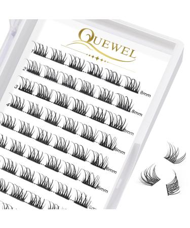 Eyelashes Individual Quewel Individual eyelash clusters lashes naturally d curl 8mm eyelash segments wide foundation individual eyelashes for eyes make-up diy eyelash extensions (natural d-8mm) 1 piece (1 Pack) natural d-8mm
