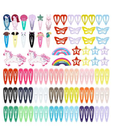 Hair Clips for Girls, CYBAUG 100-Pack Metal Barettes and Hair Clips for Toddlers,Girls,Kids,Women, Cute Snap Hair Barrettes for Fine/Thick Hair Colored Hair Accessories - 2 inch