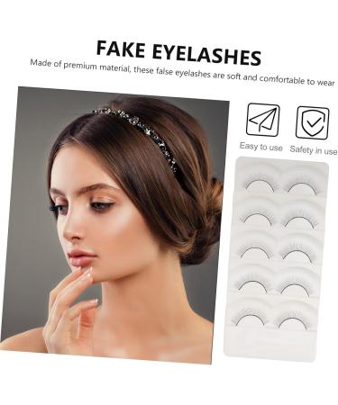 Housoutil Adhesives False Eyelashes 5 Pairs Fake Eyelashes Dense Adhesive Fiber Artificial Eyelashes - Buy Online on GoSupps.com