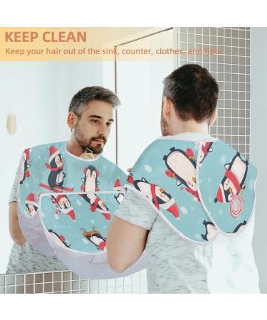 Beard Bib Apron for Men - Non-Stick Waterproof Hair Catcher & Grooming Cape | Penguin Snowflake Design - Buy Online on GoSupps.com