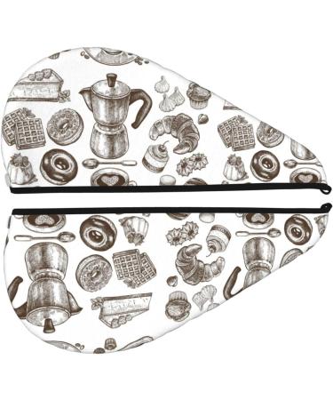 Vintage Microfiber Hair Towel - Soft & Super Absorbent Quick Dry Wrap for Long Curly & Thick Hair | Coffee & Desserts Style - Buy Online on GoSupps.com