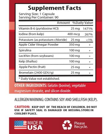 Apple Cider Vinegar Hair Products - Apple Cider Vinegar Advanced Complex with kelp spirulina Lecithin - Lecithin kelp b6 Klamath Blue Green Algae Digestion Support Supplement - 1 Bottle 90 Caps - Buy Online on GoSupps.com