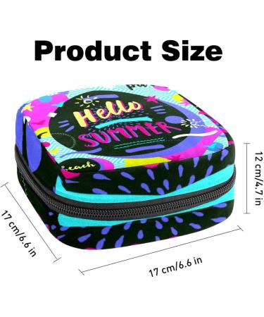 Eco-Friendly Menstruation Pad Bag with Zipper | Women's Tampon & Napkin Storage | Hello Summer Beach Geometric Palm Pattern - Buy Online on GoSupps.com