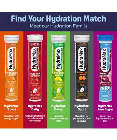 Upsa Hydramax Boost Electrolyte Supplements 16 Count - Natural Orange Flavor 4 Electrolytes Plus Vitamin C & B3 - Buy Online on GoSupps.com