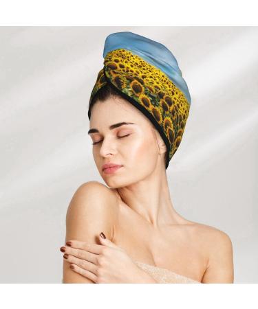 Blooming Sunflower Microfiber Hair Towel for Women - Soft Super Absorbent Coral Velvet Quick Dry Wrap for Long Curly & Thick Hair - Buy Online on GoSupps.com