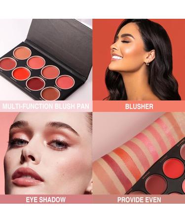 Blush Makeup Cream 8 Colors Make up Blush Palette Long Lasting Face Blush Palette for Light Skin Dark Skin Natural Make Up Blushing Set Cheeks Bright Blush Powder Nanyaciv - Buy Online on GoSupps.com