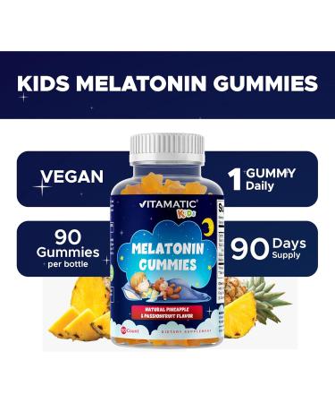 Vitamatic Sugar-Free Kids 1mg Melatonin Gummies - Pineapple & passionfruit Flavored - 90 Gummies - Buy Online on GoSupps.com