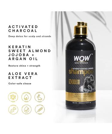 WOW Skin Science Activated Charcoal & Keratin Shampoo - Full Scalp Detox Cleanse - Restores Dry Damaged Hair for Soft, Smooth, and Shiny Strands - Sulfate & Paraben Free - 500 mL | All Hair Types - Adults & Children - Buy Online on GoSupps.com