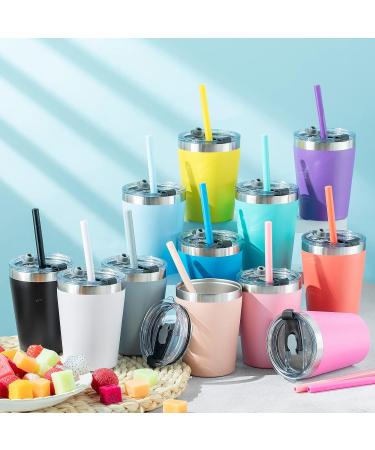 Yahenda 12 Set Kids Cups with Straws and Lids - Stainless Steel Sippy Cup | Vacuum Insulated Water Bottle | Spill Proof Hot Drink Tumbler - 8.5 oz Bright Color - Buy Online on GoSupps.com