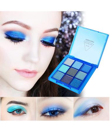 MEICOLY Blue Eyeshadow Palette - 9 Color Matte Glitter Metallic Silver Waterproof Shimmer Pigmented Eye Shadow - Buy Online on GoSupps.com