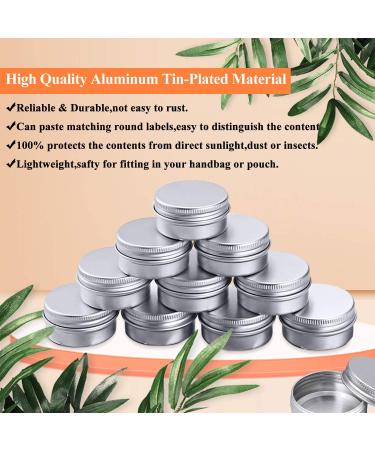 24 Pack Aluminum Empty Jars with 70 Stickers - 5ml Travel Cream Boxes for Lip Balm Lotion Cosmetics Mini Candles & Nail Art - Screw Cover (Silver) - Buy Online on GoSupps.com