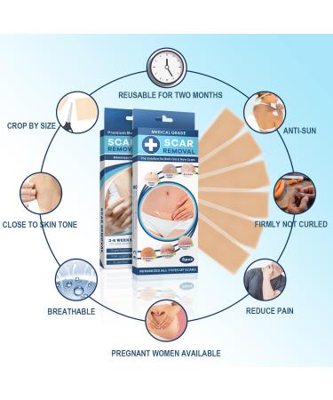 Silicone Scar Sheets - Reusable & Effective for Scar Removal - Pack of 6 Silicone Removal Strips for Surgical Scars, Keloids, C-Section, Tummy Tuck - Scar Tape - Buy Online on GoSupps.com