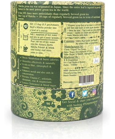 Natural Pure Herbal Amaara Herbs Matcha Japanese Green Tea Powder 10x Stronger Than Any Brewed Green-Tea 50g - Buy Online on GoSupps.com