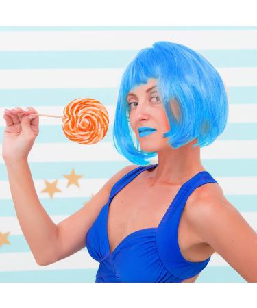 PLULON Sky Blue Bob Wig and Sunglass Set Neon Short Bob Wig Sunglass Pack Costume Colorful Cosplay Wig Hairpieces for Bachelorette Neon Party Favors Halloween Decorations Sky Blue Short - Buy Online on GoSupps.com