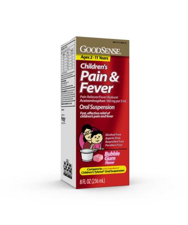 GoodSense Children's Pain and Fever Oral Suspension Liquid Acetaminophen 160 mg per 5 mL Bubble Gum Flavor