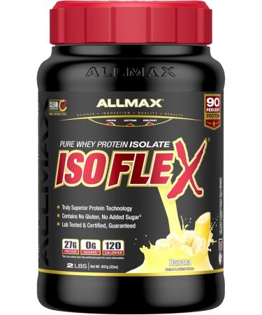 ALLMAX Isoflex Strawberry 2 Pound & ISOFLEX - 100% Ultra-Pure Whey Protein Isolate - Banana - 2 Pound - Buy Online on GoSupps.com