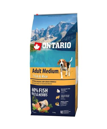 ONTARIO Adult Dog Food Medium Breeds - Fish & Rice - 12 kg