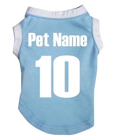 Petitebelle Puppy Clothes Dogs National 10 Cotton Jersey Customizable Blue Medium