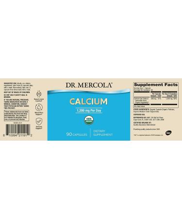 Dr. Mercola Organic Calcium Dietary Supplement 1200mg - Bone & Joint Support - 30 Servings (90 Capsules) - Non-GMO, Soy-Free, Gluten-Free - Buy Online on GoSupps.com